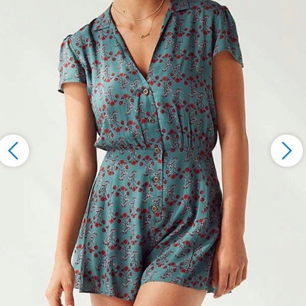 Urban outfitters green floral romper